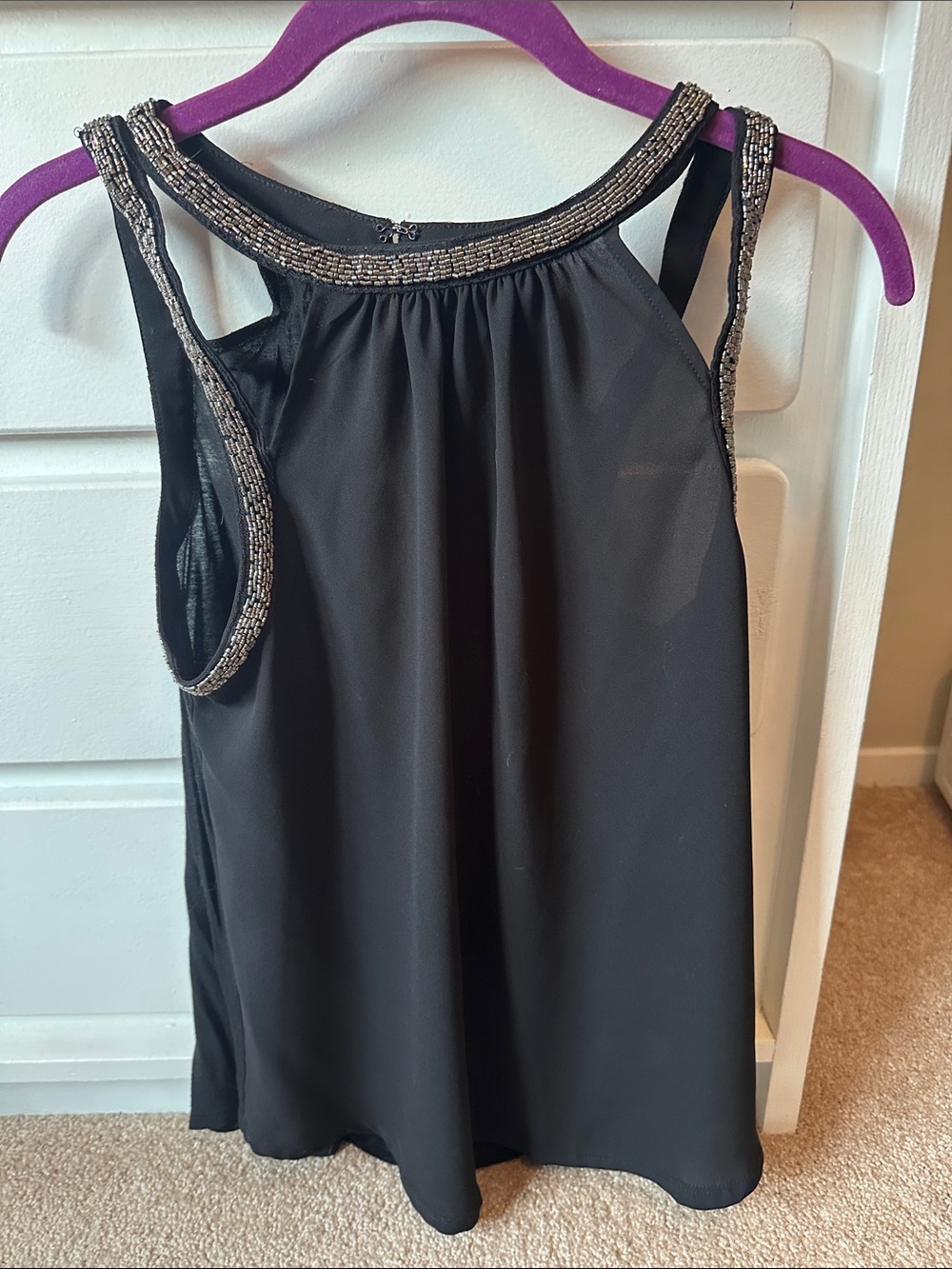 Express Black Beaded Halter Top